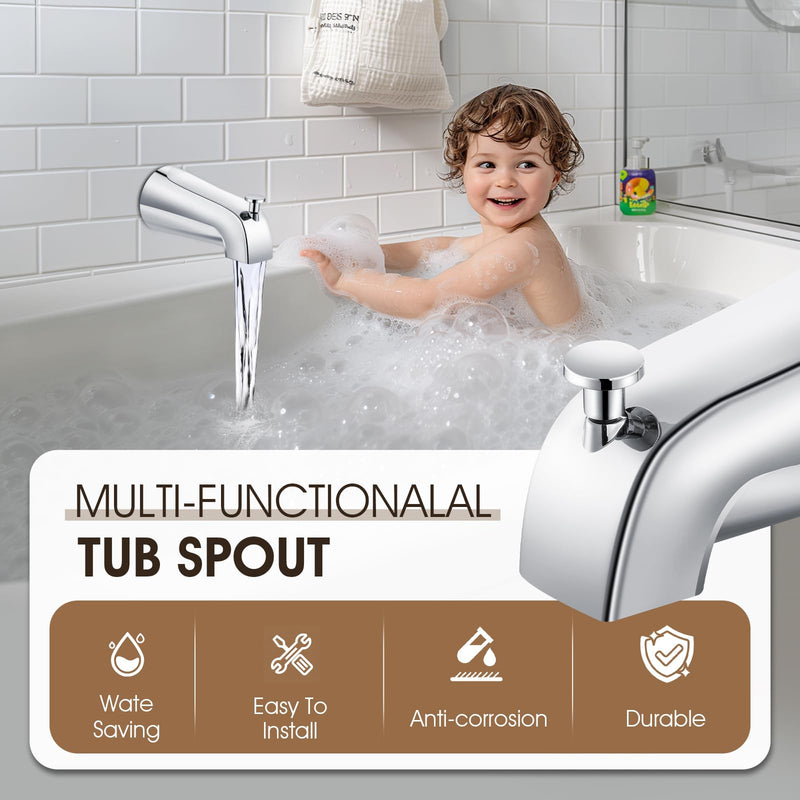 Tub Spout with Diverter,Easy to Install Bathtub Faucet，American Standard Tub Faucet Universal Fits 1/2" Copper Pipe(5/8" Diameter),Chrome