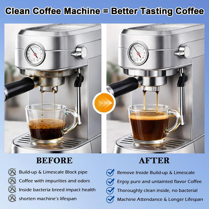 Coffee Machine Cleaner Descaler Tablets (12 Count) for Nespresso, Keurig, Ninja, De’Longhi, Breville – Remove Limescale & Hard Water Buildup, Coffee Maker Descaler Tabs for Espresso & Drip Machines