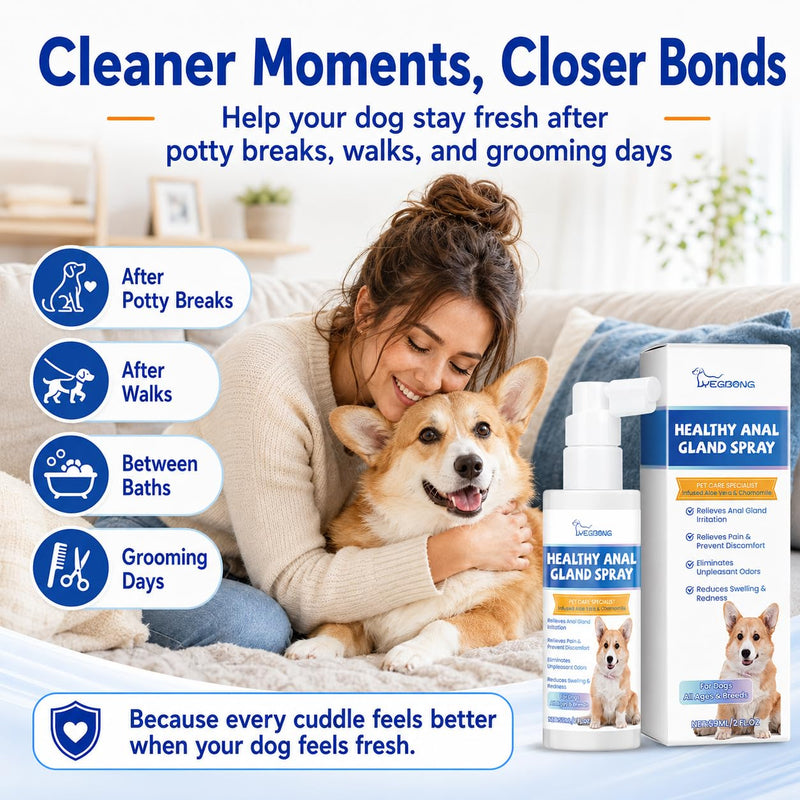 Professional Dog Anal Gland Spray - Advanced Silver Ion Formula for Scooting Relief & Odor Control - Soothes Itchy Glands & Irritation with Aloe - Safe & Effective Pet Butt Care