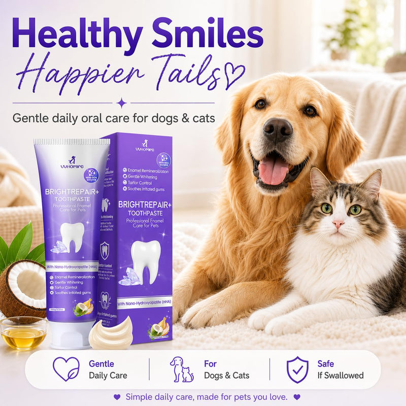 6% nHA Dual-Enzyme Pet Toothpaste for Dogs & Cats, Sensitive Teeth, 3.52oz | Gentle Enamel Care. Gum Comfort. Smooth Brushing Feel. Daily Fresh Breath Support. 3.52 Ounce (Pack of 1)