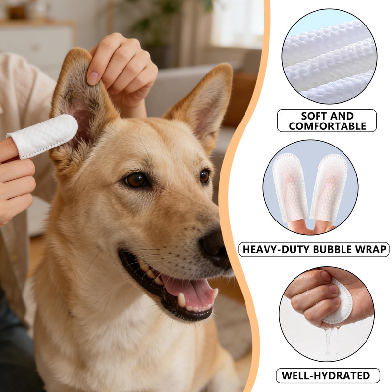 Pet Dental Wipes 60 Count | Dog & Cat Teeth Cleaning Wipes to Support Oral Care | Finger Toothbrush for Freshening Breath & Gently Cleaning Teeth (60 Count) (60 Count)