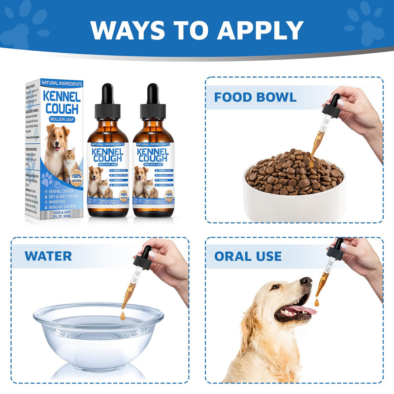Kennel Cough Herbal Drops for Dogs & Cats,Dog Cough Treatment,Dog Cough Suppressant,Kennel Cough for Dogs,Coughing Treatment Liquid,Natural Cough Supplement for Cat 2 fl oz -Pack of 2 2 fl oz, 2-pack