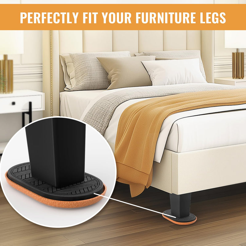 Felt Furniture Sliders for Hardwood Floors Large 4 PCS 9-1/2 Inch x 5-3/4 Inch Oval Reusable Furniture Slider with Extra Thick Design - Heavy-Duty Furniture Movers - Felt Sliders Effortless Moving 4 PCS Oval