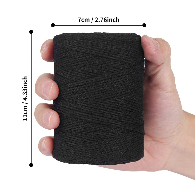 Natural Cotton Black Twine String - Ohtomber 656 Feet 2MM Butchers Twine, Gardening, DIY String for Crafts, Gift Wrapping