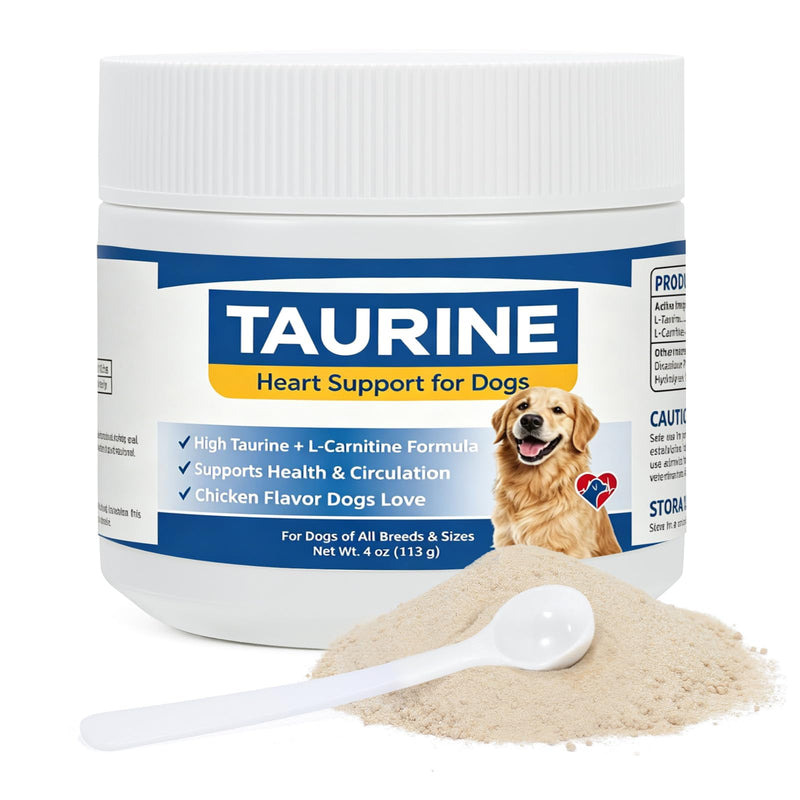 Taurine for Dogs Heart Health Supplement, 500mg Taurine with L-Carnitine for Senior & Large Breed Dogs, Supports Healthy Heart Function, Energy & Normal Blood Flow - 4oz