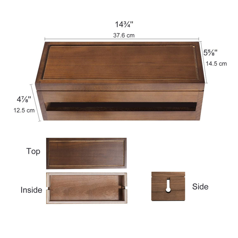 Changsuo Cable Management Box Wooden Cord Organizer Box for Extension Cord Power Stripe Surge Protector Wire Management Concealer Cover Hider for Desktop Home Office Kitchen (Brown) Brown