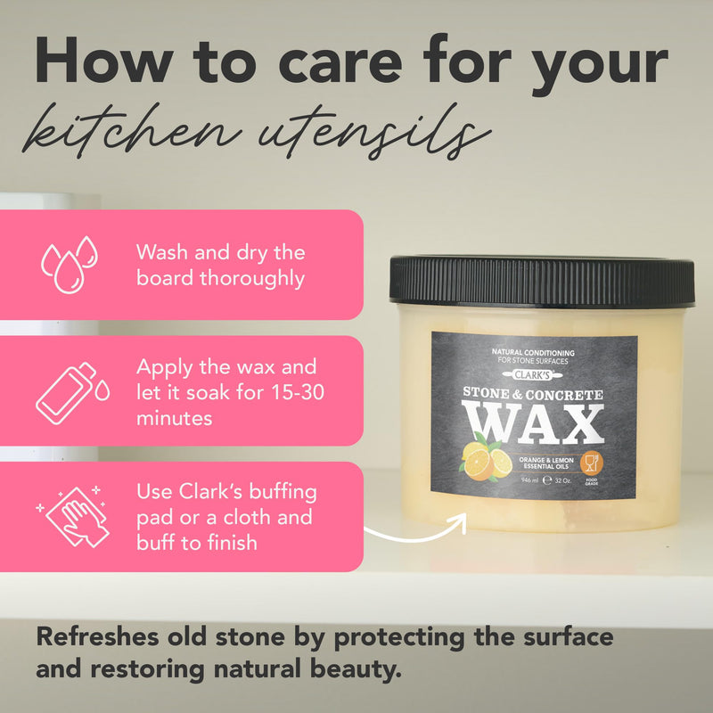 CLARK'S Natural Soapstone & Concrete Wax, 32 oz - Orange Lemon Scent 32 Ounce (Pack of 1)