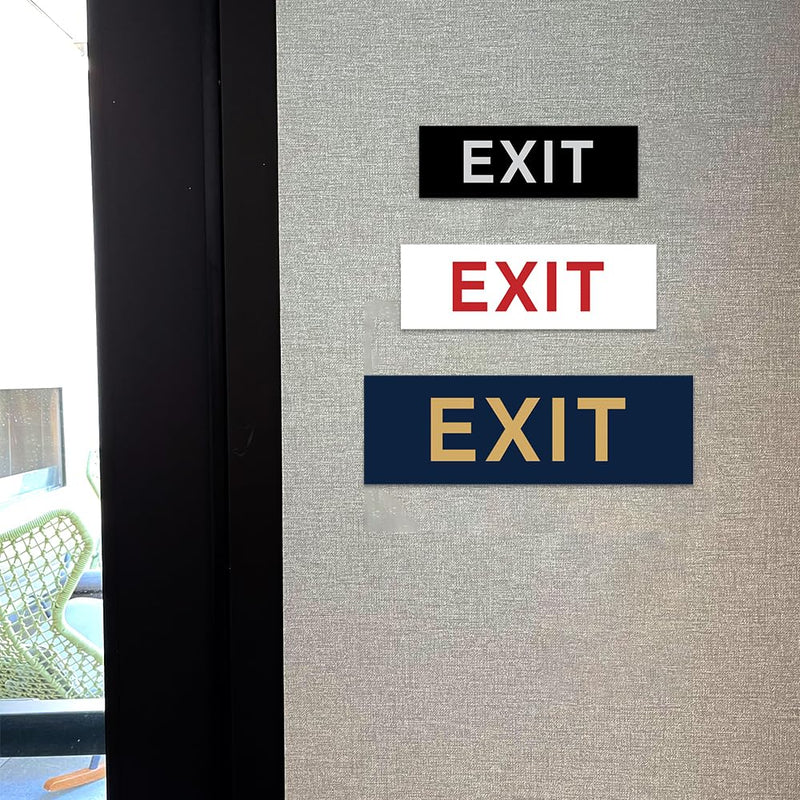 All Quality Basic Exit Wall or Door Sign - Simple & Clear To Ensure Safety | Easy to Install - Black/SIlver - Small (1 Pack) 2" x 6" - Small (1 Pack) Black / Silver