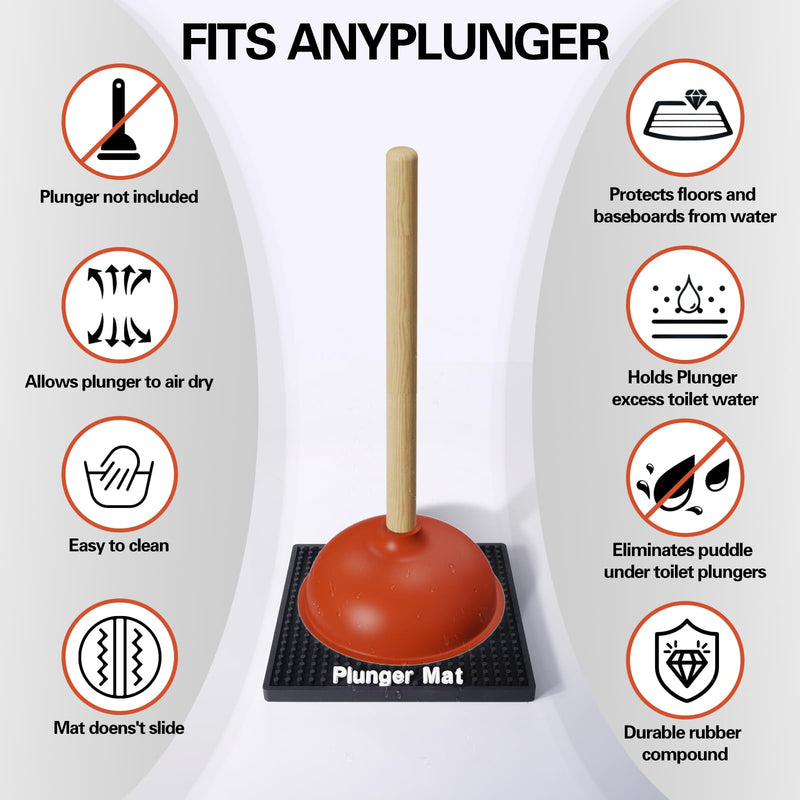 Plunger Tray - Fast-Drying Air Mat for Toilet Plunger Storage - Catches Drips & Moisture, Dries Quickly - Plunger Holder Only