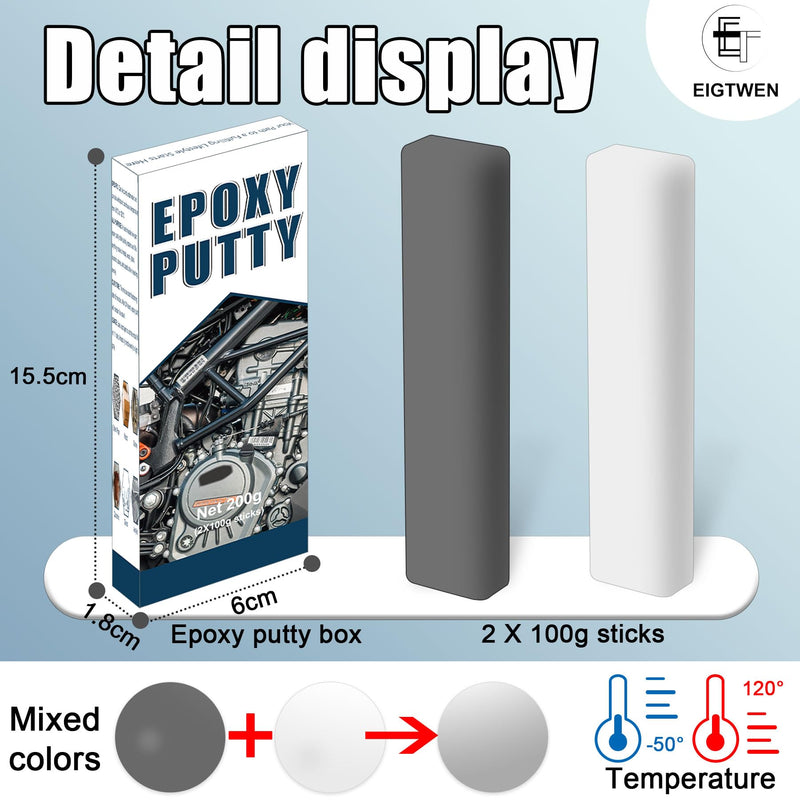 Epoxy Putty, 200g Epoxy Filler, 2 Part Epoxy Metal Putty, Plastic, Glass, Ceramic Sink Crack Repair for Fast Repair and Bonding, Heat Resistant & Waterproof (Grey) Grey - NewNest Australia
