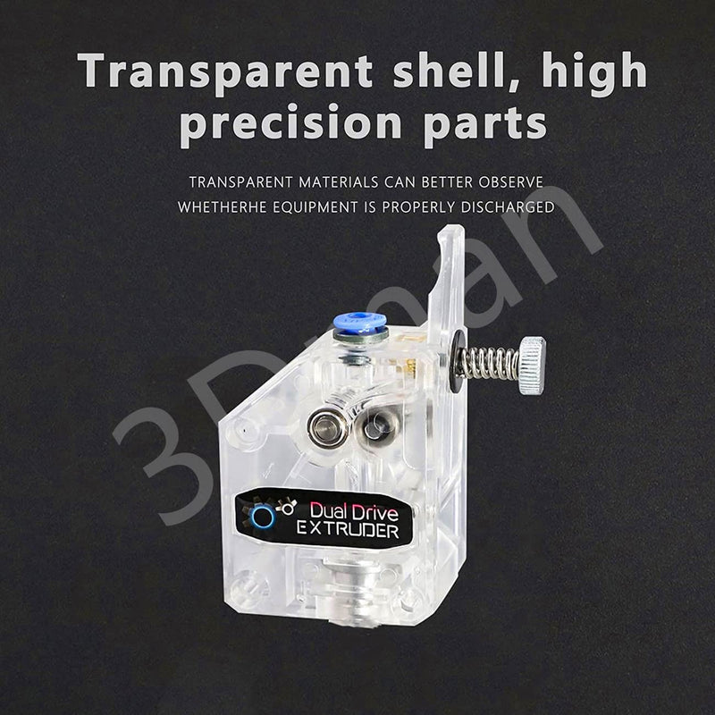 Bowden Dual Drive Extruder Universal Geared Extruder for Ender 3 V2/Pro, Ender 3 Series, CR10 Series, Mega S, Tevo Tornado, Wanhao D9, Anet A8 E10, Prusa I3 and DIY 3D Printer, Transparent