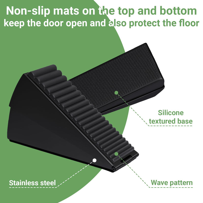 Large Door Stopper - Metal Door Wedge, Tall Door Stopper, Spring Rubber for Extra Strong Grip (Black, 1 Pack) Black