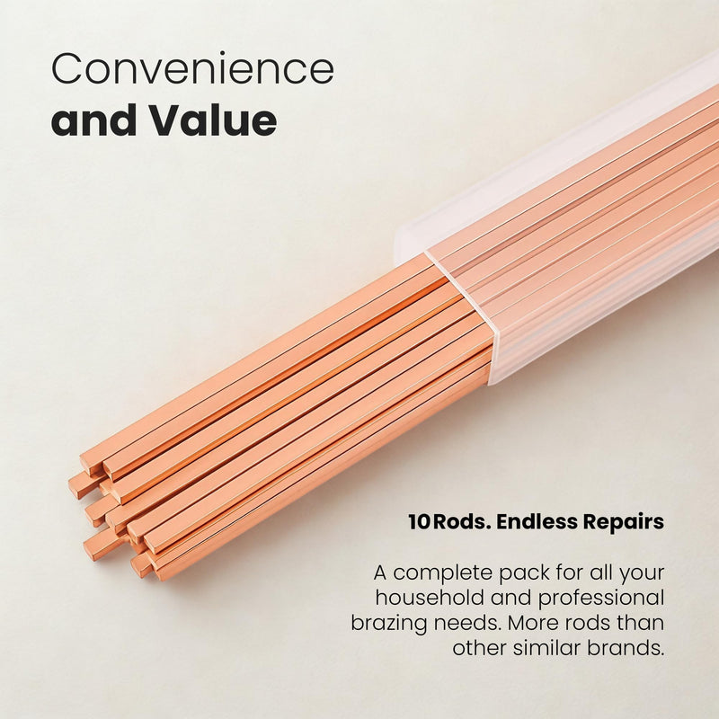 10 pcs Brazing Rods AWS BCuP-5 15% Silver Solder Phos Copper Brazing Alloy Flat Welding Rods 0.050"x1/8"x14" for HVAC, Refrigeration, and Industrial Applications 10
