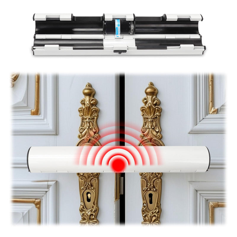 French Door Security Keyless French Patio Door Security Lock Aluminum Alloy Double Door Easy Install Double Door Handle Lock Only Works with 2 Horizontal Handles (with Alarm) White with Alarm