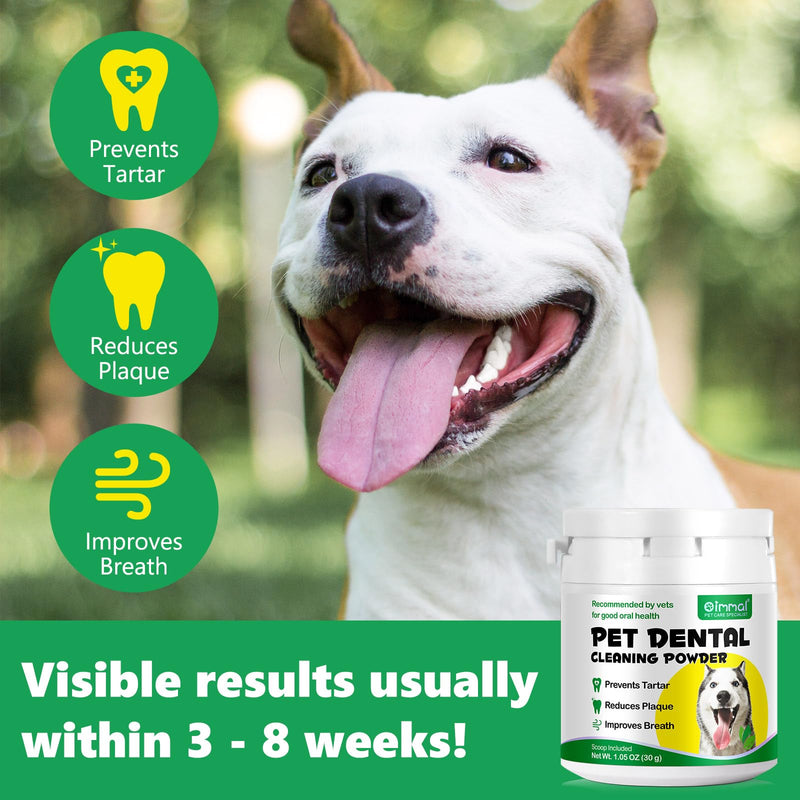 Teeth Cleaning Powder for Dogs, Dog Breath Freshener, Dental Powder for Dogs Teeth with Probiotics Help Reduce Bad Breath, Plaque Tartar Remover, Dog Teeth Powder for Small, Medium, Large Dogs 30g 1.06 Ounce (Pack of 1)