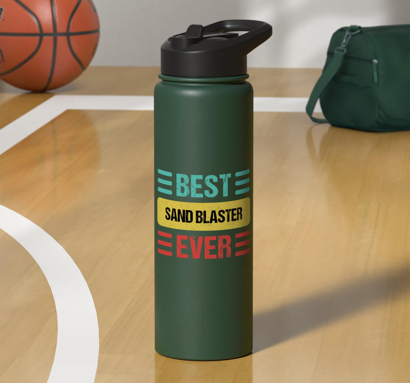 Sand Blaster Stainless Steel Insulated Water Bottle Dark Green 30 Ounces