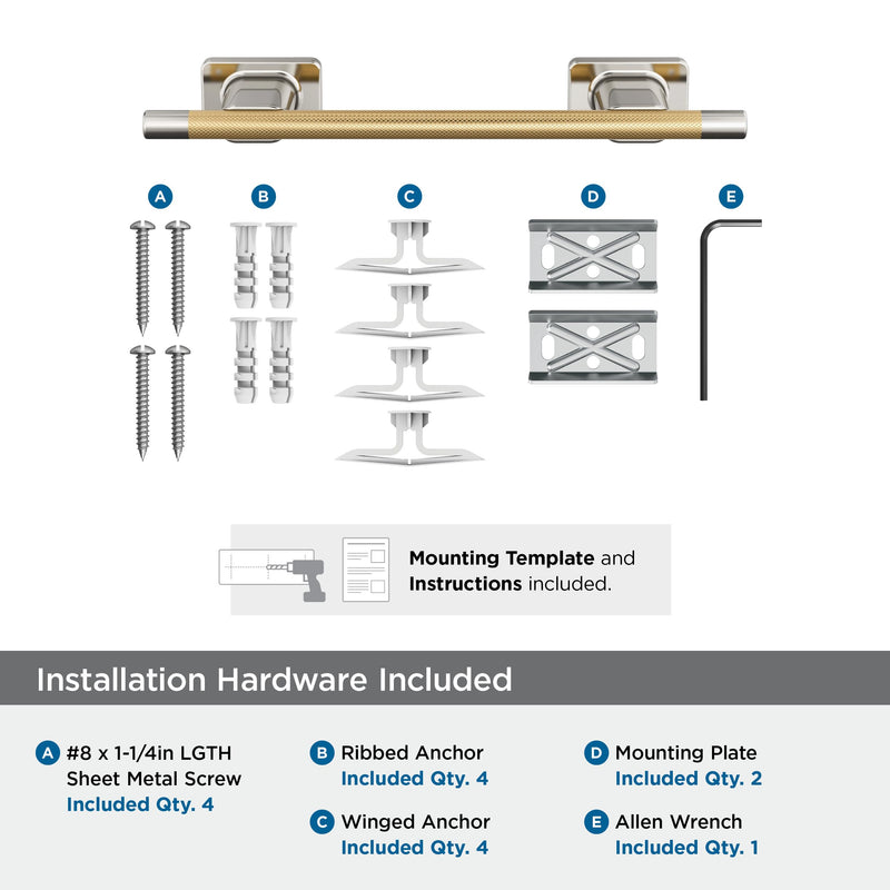 Amerock Esquire Polished Nickel/Champagne Bronze 9 inch (229 mm) Center-to-Center Towel Bar, BH26616PNCZ