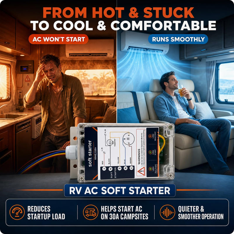 RV Soft Start for Air Conditioner, 110V AC Kit for Camper Rooftop Units Sliver