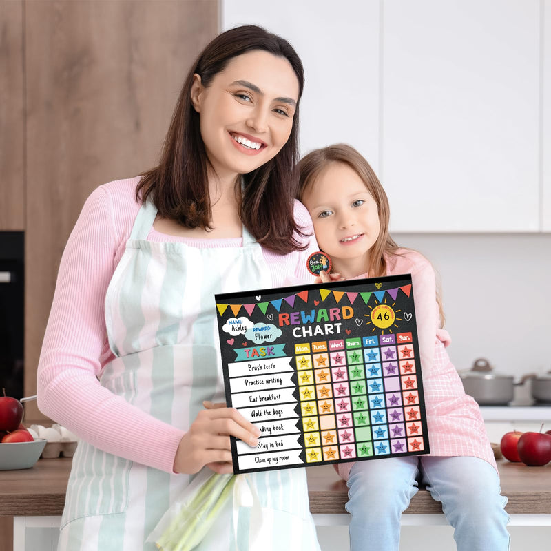Reward Chart for Kids,Magnetic Behavior Chore Chart for Kids at Home,26 Black Chore Charts,1960 Star Stickers,56 Reward Stickers,Incentive Chore Chart to Develop Responsibility and Good Habits Black Banner