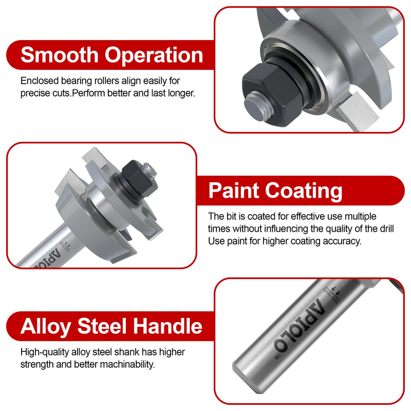 Professional 2PCS Shaker Style Rail and Stile Router Bits Set 1/2 Inch Shank, 3/8 Inch Cutting Depth, Up to 7/8 Inch Stock, Perfect Door Frame Shaper Cutters Raise Panel Making Router Bit Set Shaker - Up to 7/8" stock -1/2" Shank