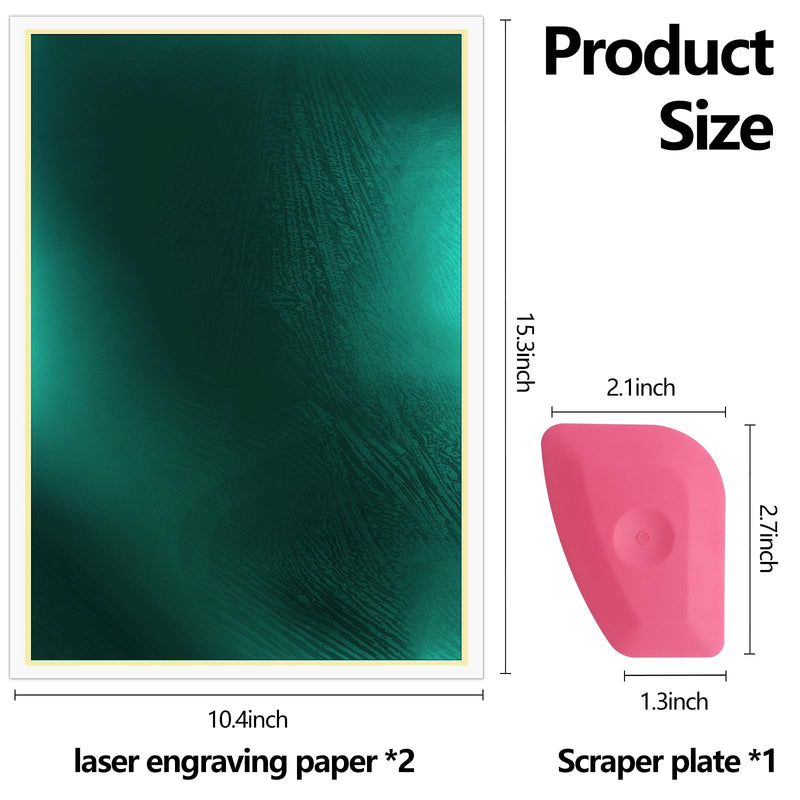 Laser Engraving Marking Color Paper, 2 PCS 15.3" x 10.4" Laser Engraving Paper for Fiber Laser Marking and Engraving to on Metal, Ceramics, Glass (Military Green) Military Green