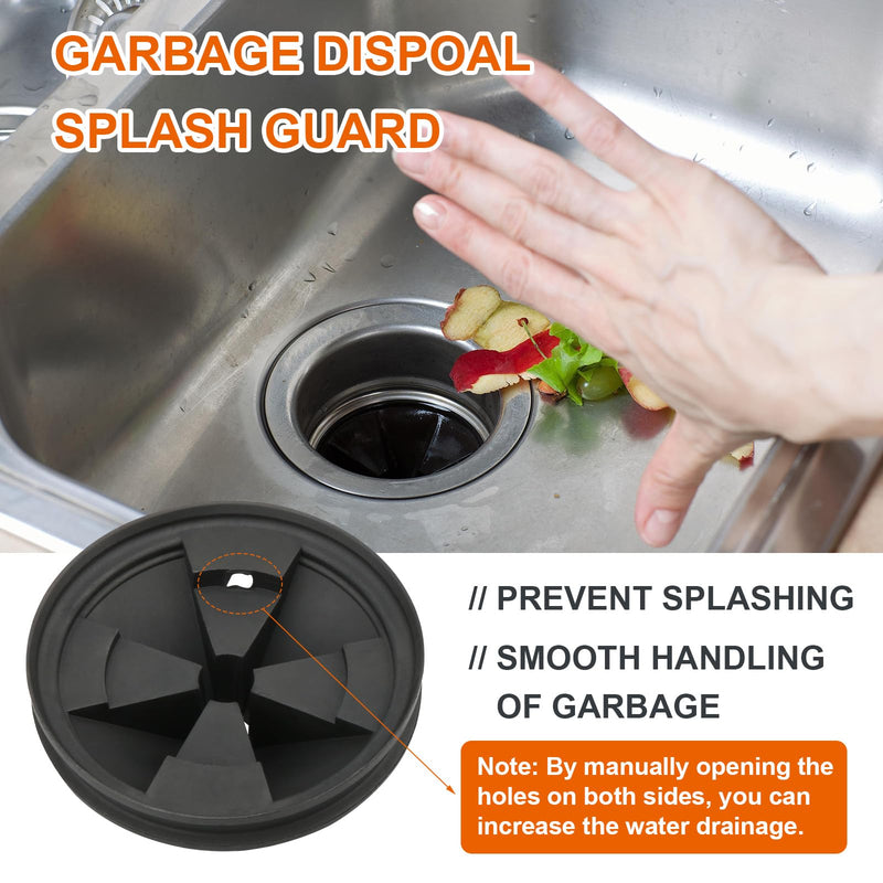 2Pcs 3 3/8" Garbage Disposal Splash Guard, Quiet garbage disposal rubber drain insert, Sink Splash Guard QCB-AM Replacement for InSinErator Evolution Series, Removable Garbage Disposal Parts Black 3 3/8" 2Pack
