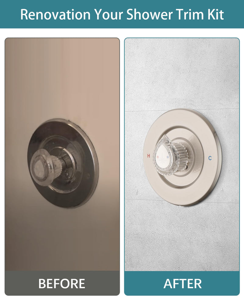 Shower Faucet Trim Kit Compatible with Moen Fit Chateau Valve Only, Pull-on Push-off Design Knob Handle, Brushed Nickel