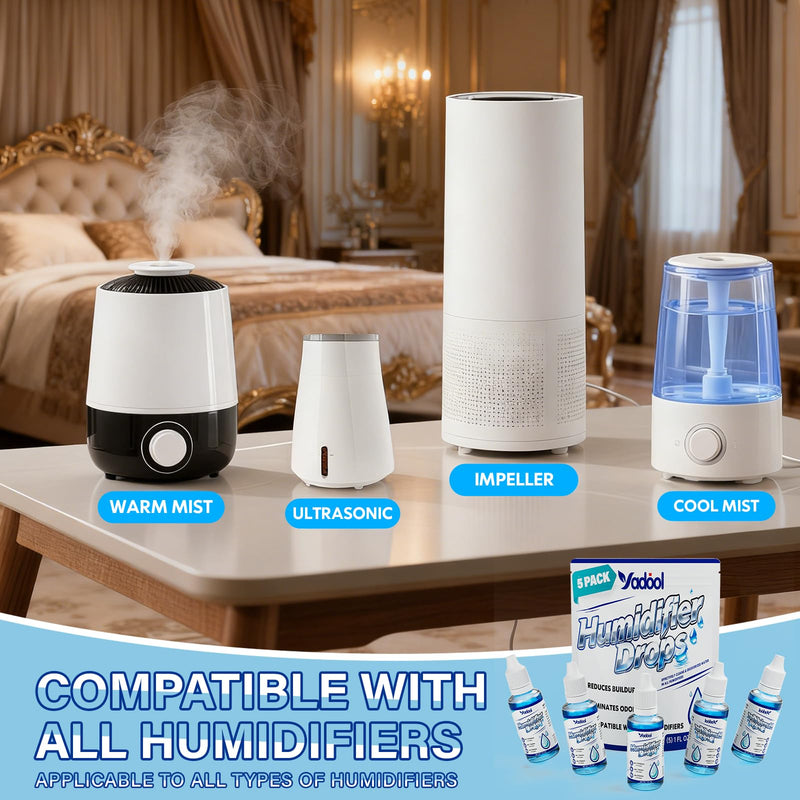 Humidifier Cleaner Drops, 5 Pack, for All Makes & Models, 500+ Day Supply