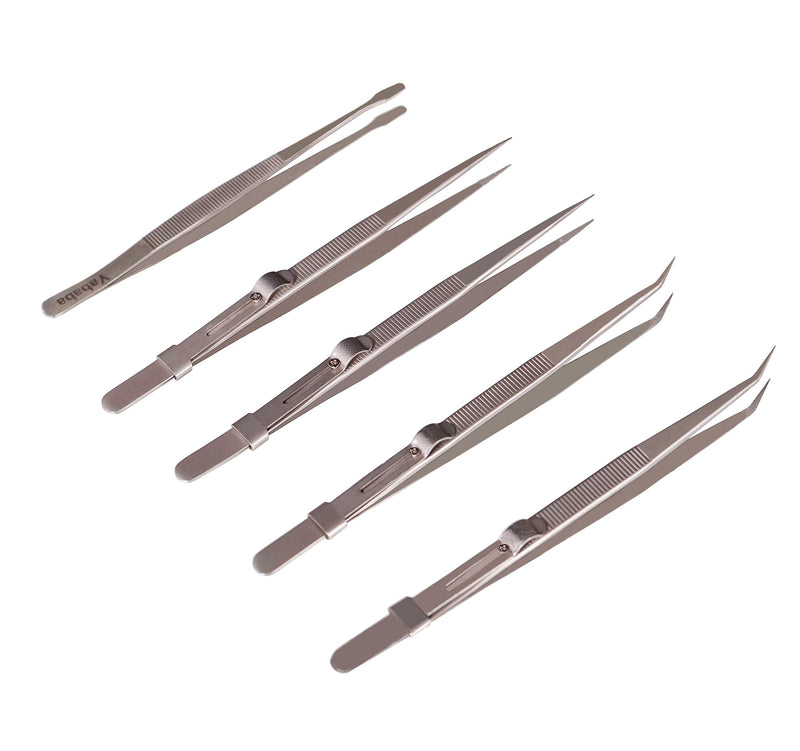 Tweezers, 5Pcs Precision Tweezers Set - Anti - Static Stainless Steel Tweezers for Electronics, Jewelry Making, Medical and Laboratory Work, Craft, Model Building, Soldering, Watch, Car Repair, Etc