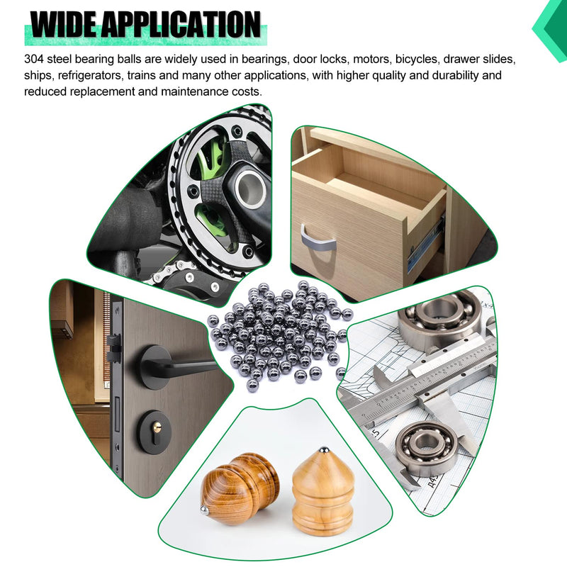 KNLN/600PCS 12 Size Bicycle Bearing Balls Stainless Steel Precision Steel Balls Stainless Steel Assorted Loose Kit 1mm,2mm,5mm,5.5mm,6mm,7mm,8mm,1/4" 7/32" 3/16" 5/32” 1/8" 3/32" N-036-600PCS