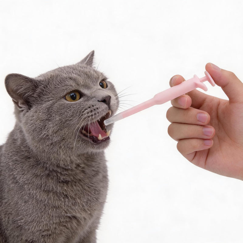 Cat Pill Shooter, Pet Piller Gun - Easy to Use Dog Pill Dispenser with Two Silicone Tips, Convenient Medication Feeder for Small Animals, Pink