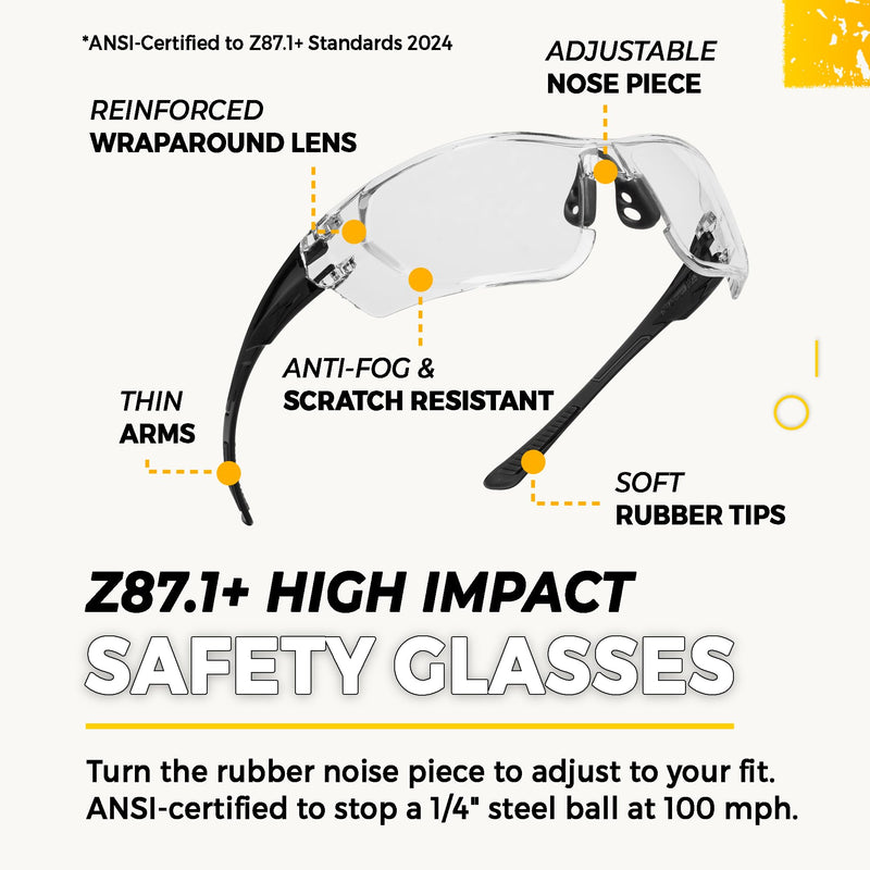 TradeSmart All-in-One Shooting Ear Protection - Comfort+ NRR 28 Earmuffs, Glasses & Earplugs + Carry Case Clear Glasses - Grey