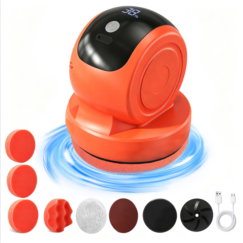 Cordless Car Buffer Polisher, 1800RPM 3-Speed Mini Car Polisher with 4000mAh Battery, USB-C Rechargeable Car Buffer with LCD Display, 6-Pad Car Detailing Kit for Waxing & Buffing