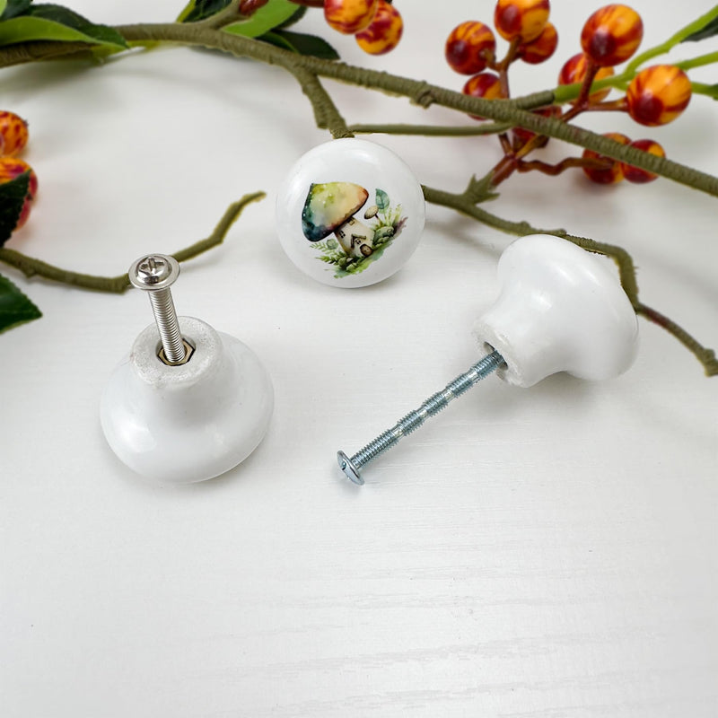 Mushroom Plant Ceramic Cabinet Knob 8Pack Nursery Vintage Unique Dresser Drawer Handles Furniture Hardware Pulls and Knobs 1.5 X 1.5 Inches