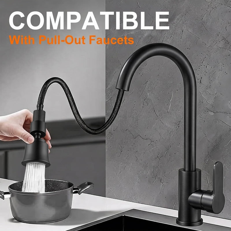 2 Pack Metal Faucet Aerator - Dual Modes Sink Sprayer Attachment for Bathroom - 360° Swivel Kitchen Faucet Sprayer Attachment - Anti-clogging Design - Black 2