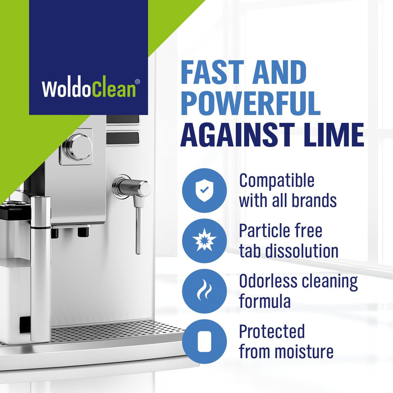 WoldoClean Coffee Machine Cleaner & Descaler Tablets (20 Count) - Universal Descaling Tabs Compatible with Nespresso, Keurig, Ninja, Breville & Drip Coffee Makers, Removes Limescale & Mineral Buildup Unscented 20 Count (Pack of 1)