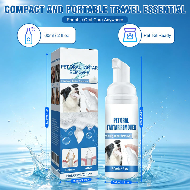 Pet Dental Tartar Remover Spray, Pet Oral Spray for Dogs Teeth Cleaning, No Brush Pet Dental Foaming Care Sprays, Dog Breath Freshener, Reduce Tartar for Cats and Dogs (2Pack)