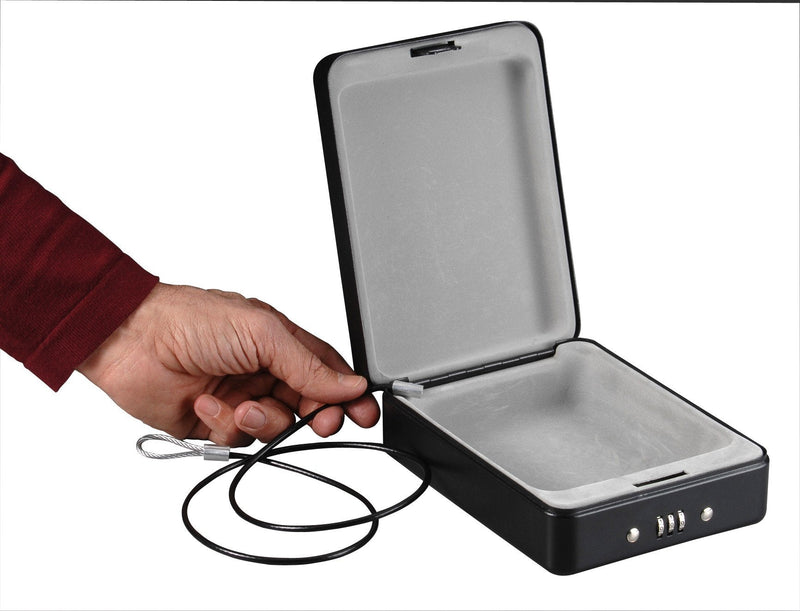 SentrySafe Small Safe, Black Lock Box with Combination Lock for Office or Dorm Secures Money, Passport, Jewelry, 0.05 Cubic Feet, Exterior: 2.6 in. H x 5.9 in. W x 8.0 in. D, ‎P005C Combo Lock