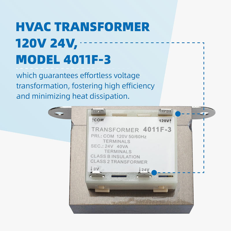 4011F-3 Trane Furnace Replacement 120V to 24V Transformer 40VA - Compatible with Furnaces/HVAC Equipment, 24 Volt Furnace Transformer, for HVAC Furnace Transformer 40VA