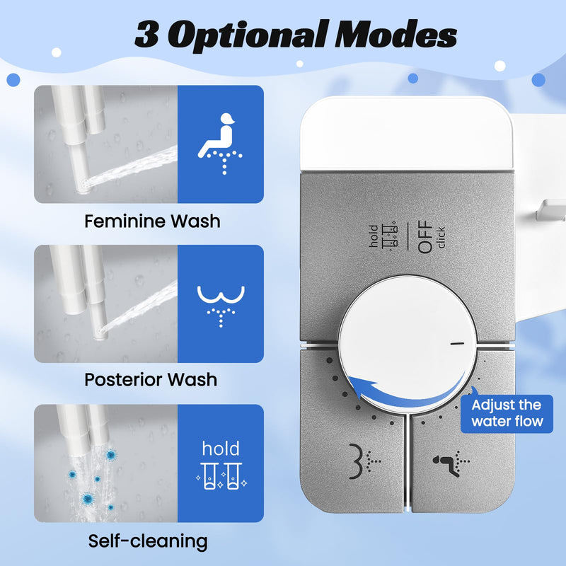 Bidet Attachment for Toilet,Self Cleaning Water Sprayer Adjustable Water Pressure Control,Slim Bidets for Toilets,Quick & Easy Installation (White） A2-Bidet Attachment