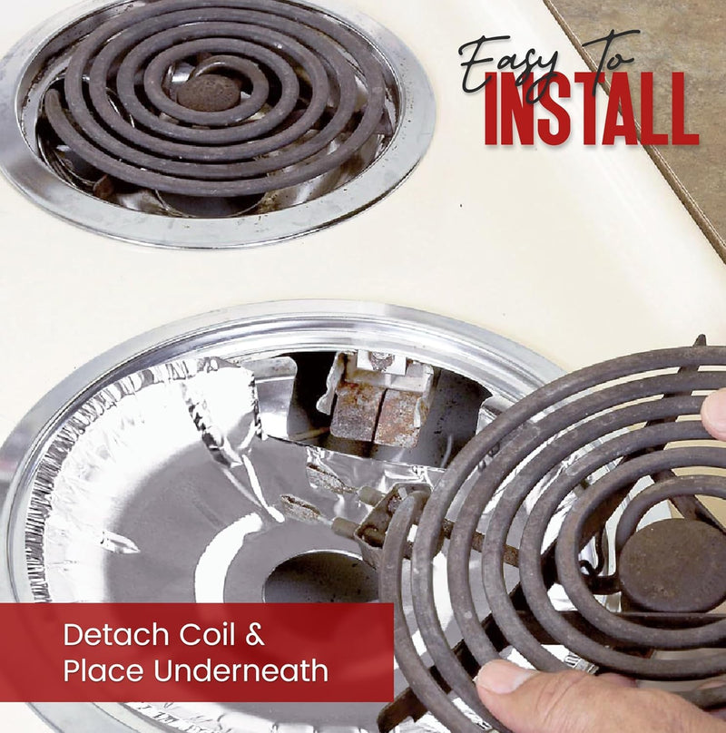 Aluminum Electric Stove Burner Covers (50 Pack) - Disposable Electric Stove Drip Pans, Round Foil Stove Burner Liners 6 and 8 Inch Drip Pans for Electric Stove, Stove Top Covers for Electric Stove Electric Burner (50 Pack)