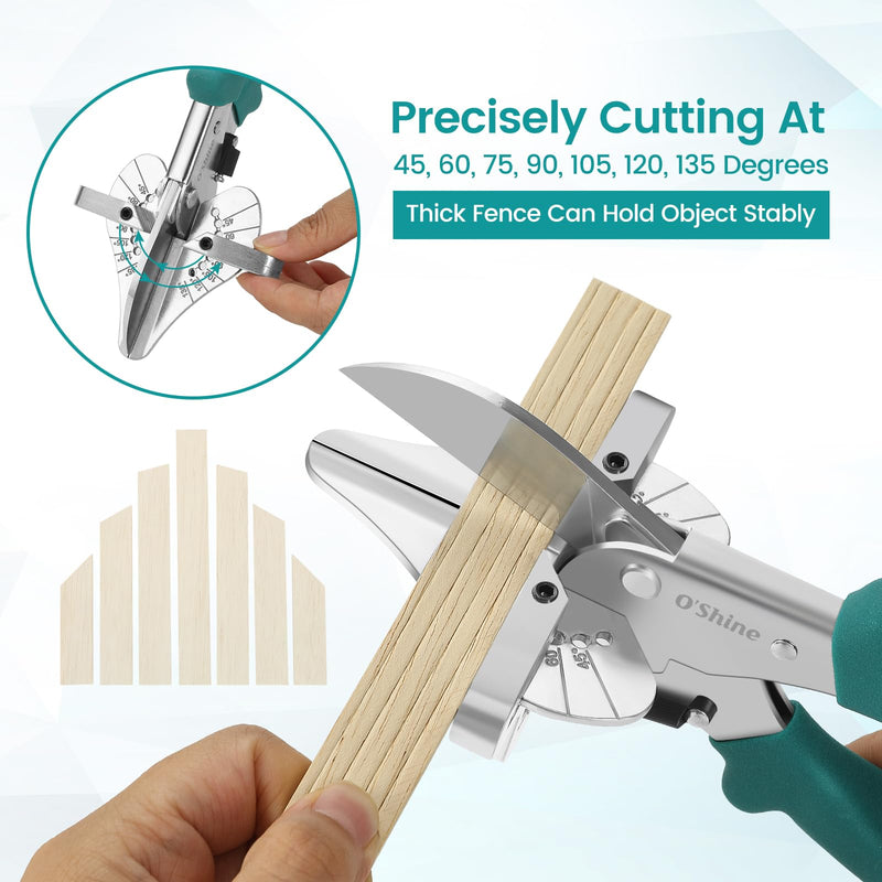 O'Shine Long Handle Miter Shears, Quarter Round Cutting Tool For Molding Wood, 45~135 Multi Angle Shoe Molding Cutters, Trim Cutter Hand Tool For Angular Cutting Moldings Crafting, w/ 1pc Extra Blade - NewNest Australia