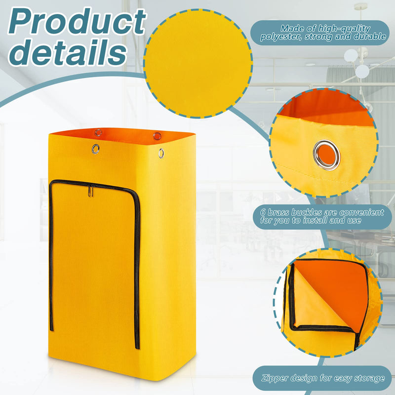 Cleaning Cart Bag Zippered Front Replacement Janitorial Cart Bag 24 Gallon Large Capacity Commercial Cleaning Bags for Cleaning Cart Housekeeping Carts, Yellow (26.5 x 15.5 x 10.5 Inch) 26.5 x 15.5 x 10.5 Inch