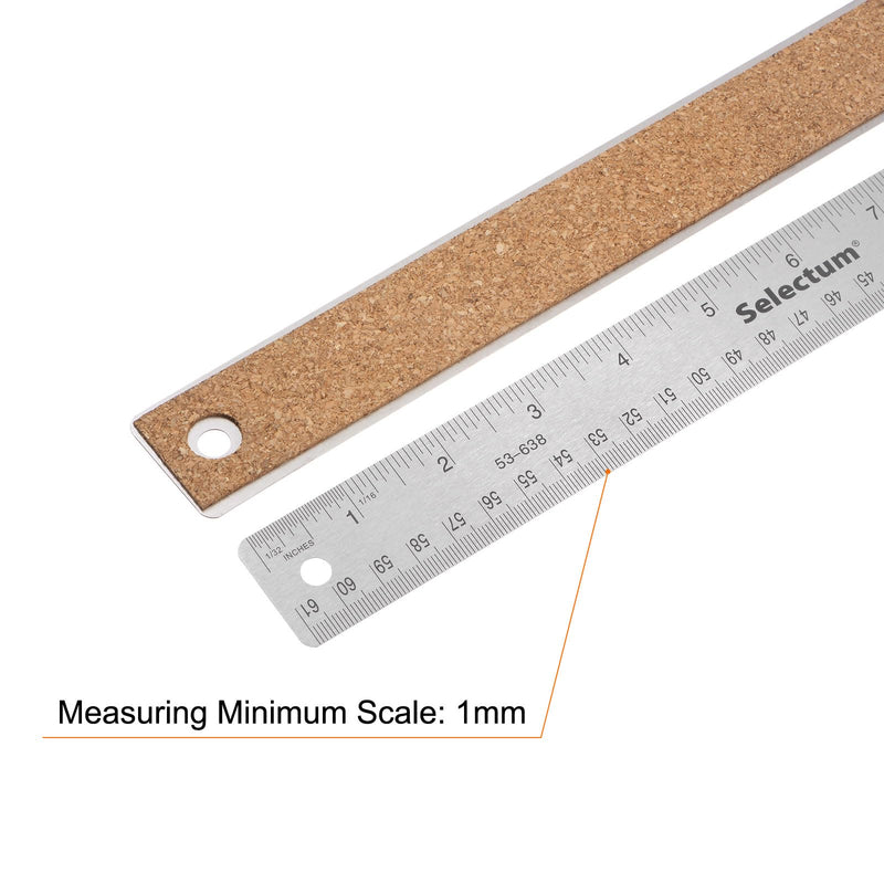HARFINGTON Stainless Steel Rulers with Non-Skid Backing 61cm/24" Inch and Metric Metal Ruler Straight Edge Measuring Tool 24 Inch