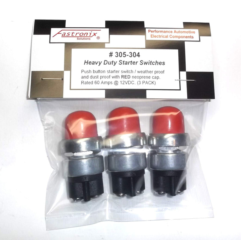 Fastronix 3 Pack Heavy Duty Push Button Momentary Start Switch Red Neoprene Cap