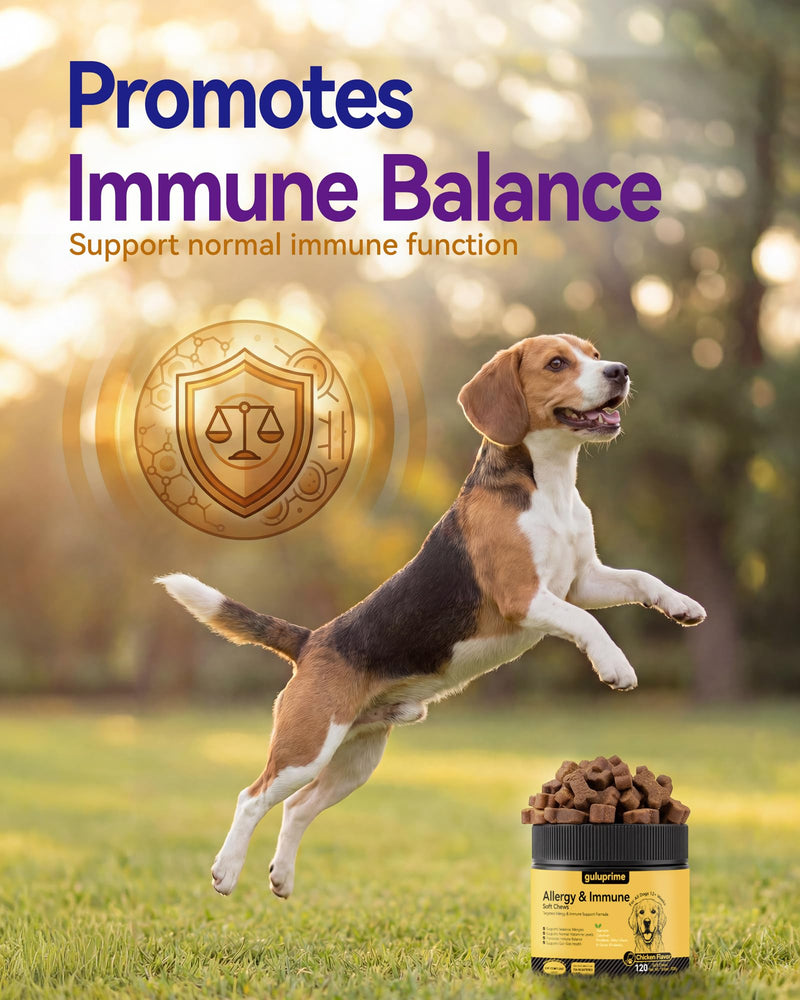 Dog Allergy Relief Chews – Seasonal Allergy Support for Dogs with Environmental Sensitivities, Immune & Gut Health Soft Chews for Allergy-Prone Dogs CK