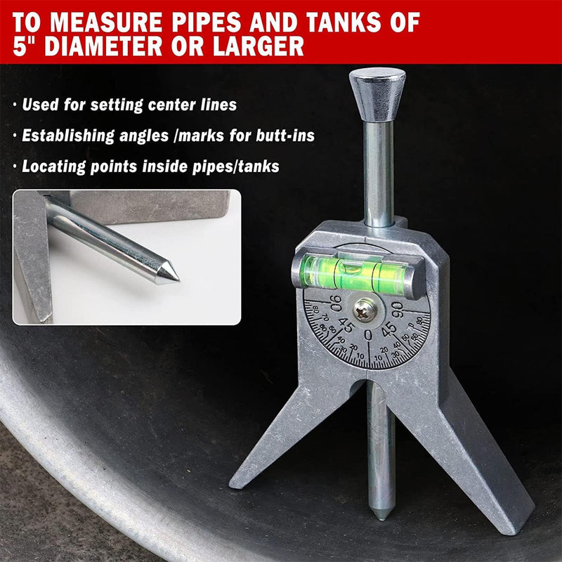 Pipe Center Finder, Stainless Steel Safety Pipe Marker Centering Tool Adjustable Center Finder Tool Upgraded Pipe Fitter Tools for Marking and Positioning Diameter Pipe
