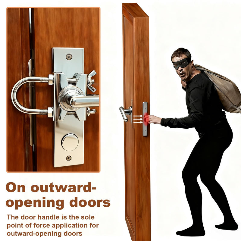 Portable Door Lock for Travel, Heavy Duty Security Lock for Outward Opening Doors, Adjustable Stainless Steel Safety Device for Hotel Room/Home/Apartmen