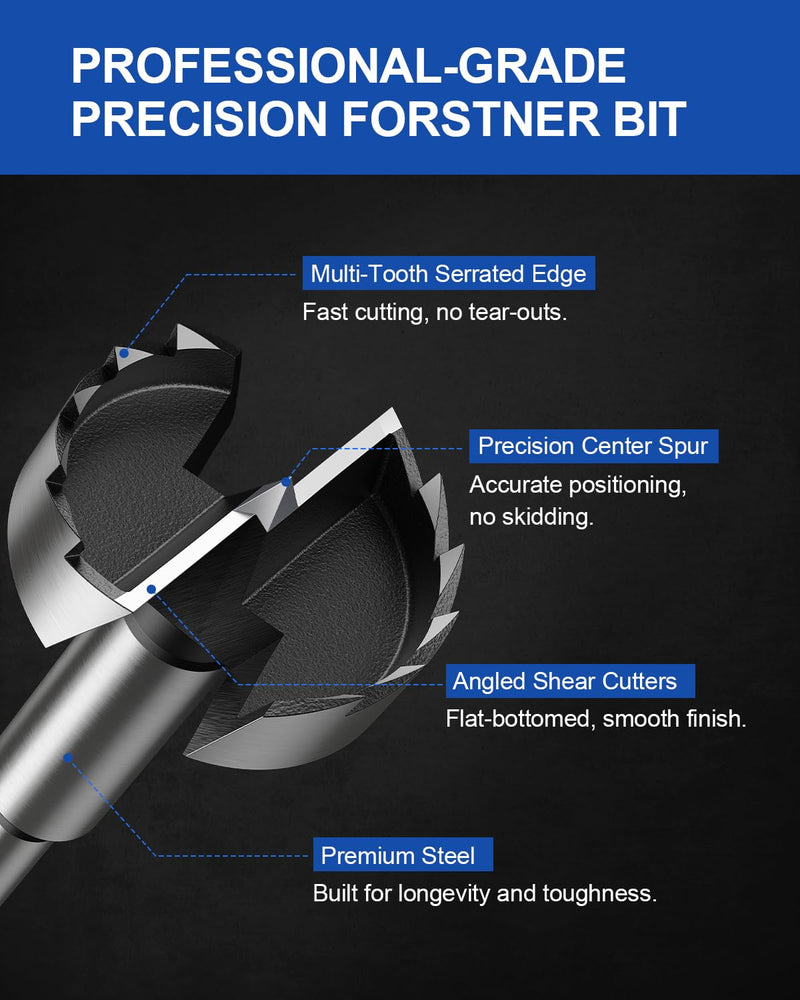 4" Forstner Drill Bit for Woodworking, Forstner Bit with Precision Multi-Tooth Design for Wood, Plywood, Plastic, Flat Bottom and Pocket Holes, Round Shank 4"(102mm) 1