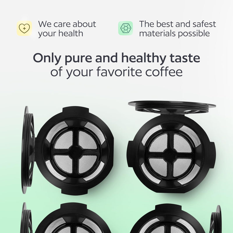 4 Reusable K Cups for Keurig K Supreme, K Supreme Plus, K Slim with Multistream Technology, K-Brew Chill, K-Duo Hot & Iced - 4 Black Refillable Kcups Coffee Filters for Keurig Coffee Makers 4 black k cups